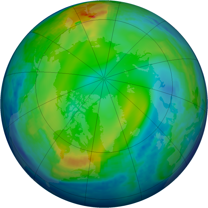 Arctic ozone map for 24 December 1992